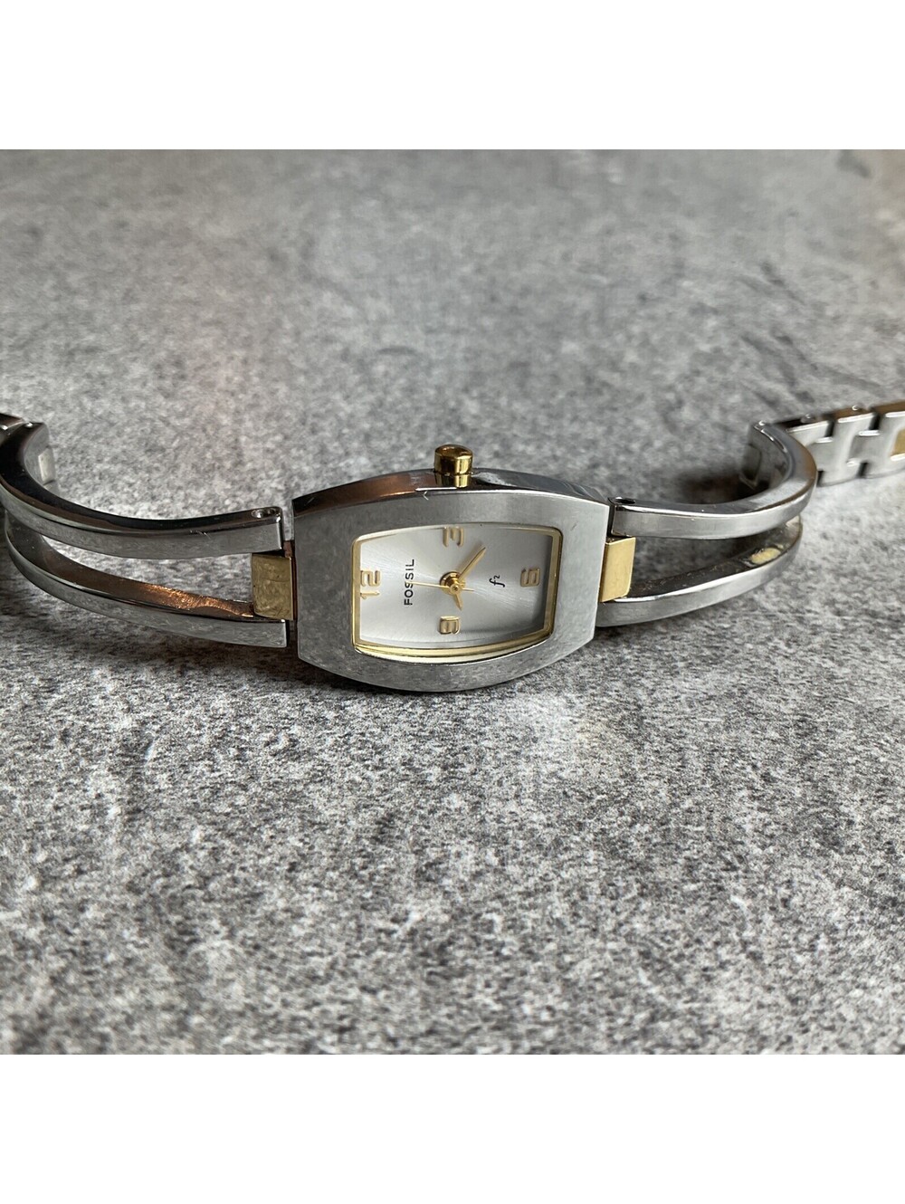Fossil F2 Womens Bangle Bracelet Watch Stainless w/Gold Hour Markers ES-9646 A15